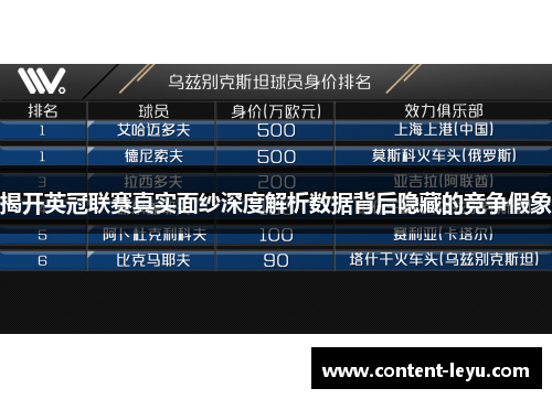 揭开英冠联赛真实面纱深度解析数据背后隐藏的竞争假象